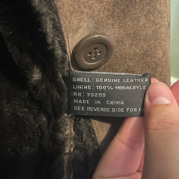 Genuine Leather Shearling Fur Coat - Picture 5 of 6